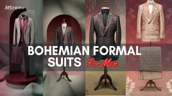 Stylish collection of bohemian formal suits for men featuring intricate designs