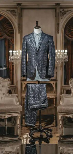 Crocodile pattern grey formal streetwear suit for men