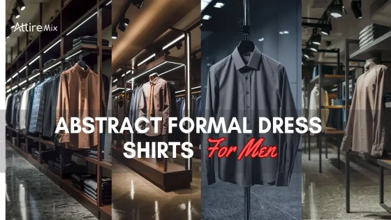 Abstract Formal Dress Shirts For men displayed elegantly in a men’s clothing store.