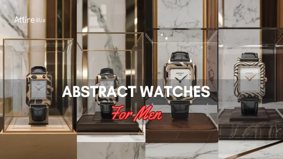 Collection of abstract watches for men displayed in a luxurious setting