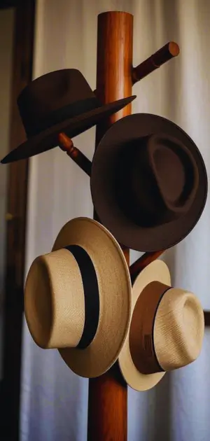 Panama hat with a dark trim band