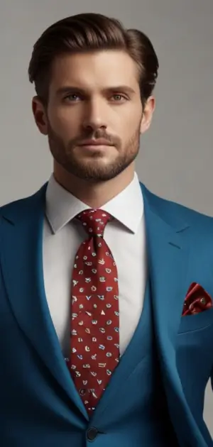 A man wearing a floral print cotton tie at an outdoor summer wedding.