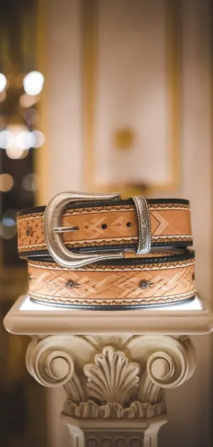 Simple patterned bohemian belt on ornate column
