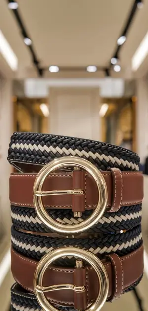 Luxurious nylon belt with a monogrammed buckle