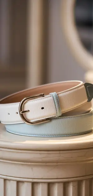 Men's spring belt in light blue and beige