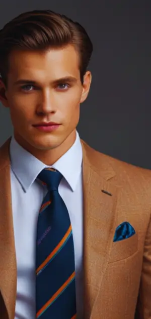 Accessories for men paired with athletic ties, including tie clips and pocket squares.