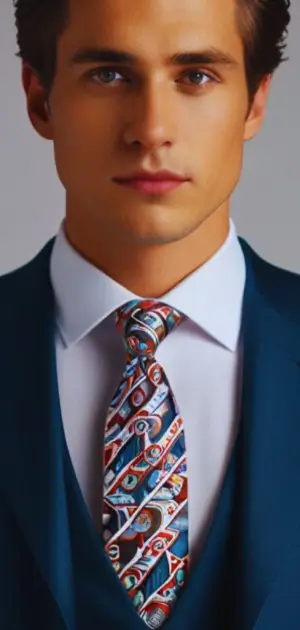 Slim-fit knit silk tie styled with a light blue shirt.