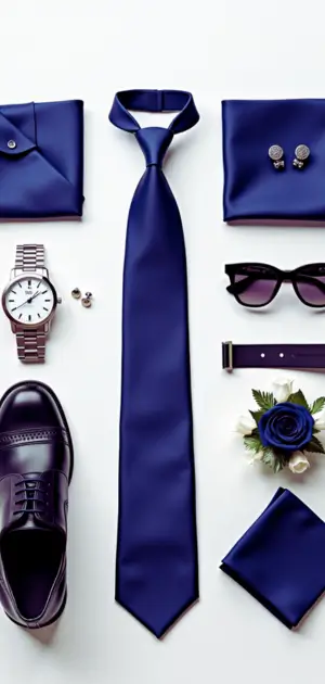 Sterling silver cufflinks paired with silk suit accessories.