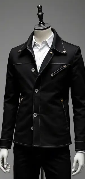Black tailored jacket with asymmetrical zipper details