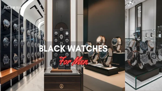 Black Watches For men displayed in a luxury store with various designs