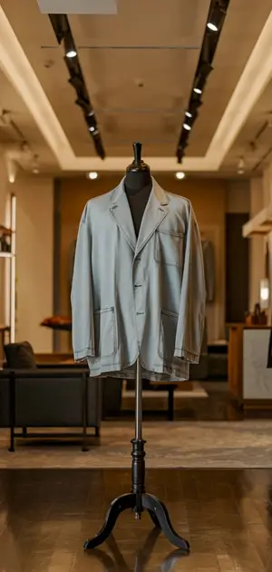 Light casual blazer displayed in a luxury store.