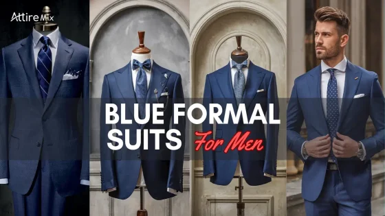 Blue formal suits for men displayed with classic tailoring and stylish details of suit for men blue.