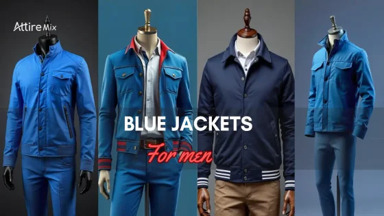 A collage of four Blue Jackets For men in various styles