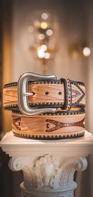 bohemian belt with beads on display