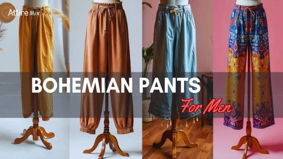Stylish bohemian pants for men with vibrant patterns and loose fit.