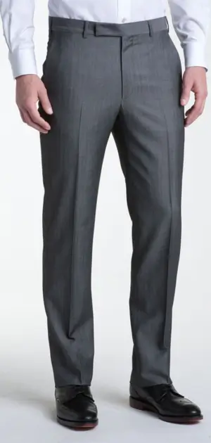 Front view of dark gray Calvin Klein pants