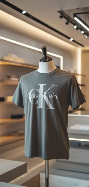 Grey Calvin Klein t-shirt on a mannequin