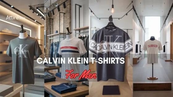 Assortment of Calvin Klein T-Shirts For men in a store