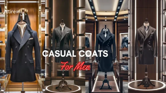 Collection of dark casual coats for men.