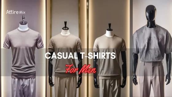 Collage of Casual T-Shirts For men displays in a modern retail store