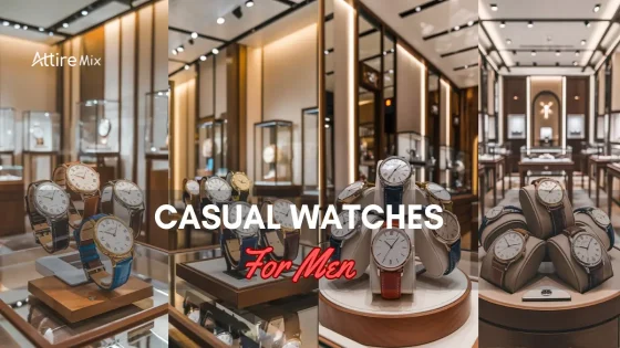 Modern Casual Watches For men in a luxury retail store.