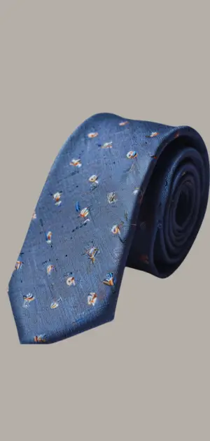 Close-up of striped and polka dot linen ties with a soft finish