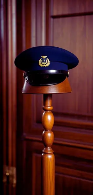 Wool navy blue hat for winter formal occasions.