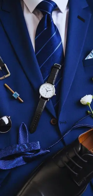 Blue Suit with Burgundy Tie
