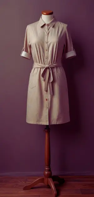 Cotton minimalist dress in beige with sleeveless design