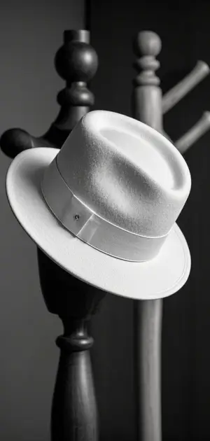 White felt fedora hat for men