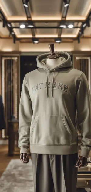 Olive green hoodie with “PAT HAMM” print