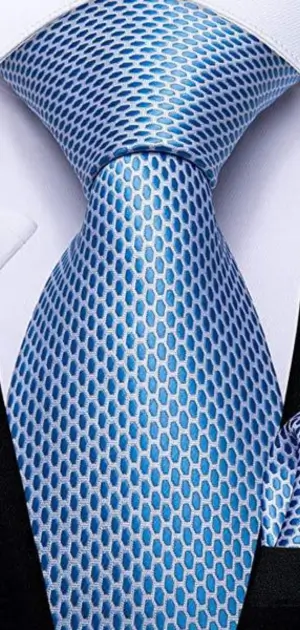 Light blue ties for men with a striking honeycomb pattern, perfect for modern formal styling.
