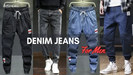 Men's denim jeans with jogger style, drawstrings, and casual fit and vintage denim jeans mens.