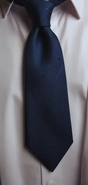 A close-up of a silk tie with subtle white dots on a dark burgundy background.