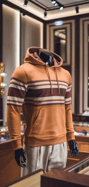 Striped brown hoodie for men with fall-inspired design