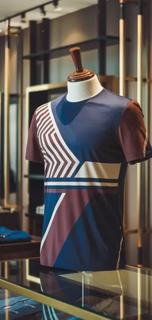 geometric triangle T-shirt on a mannequin