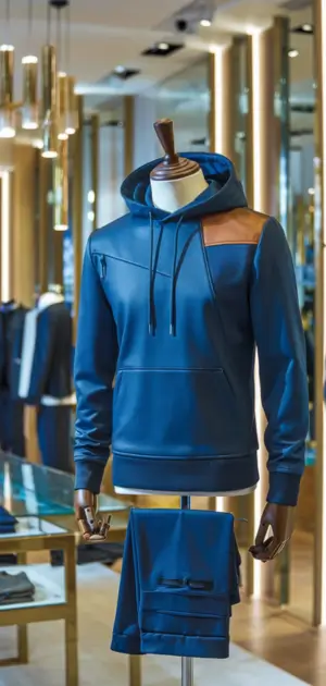 Men’s hoodie with a leather accent for parties