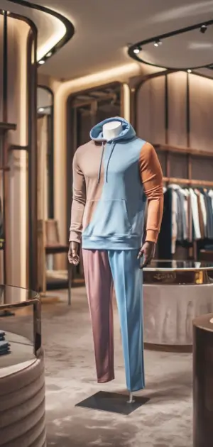 Two-tone blue and orange summer hoodie with matching pants