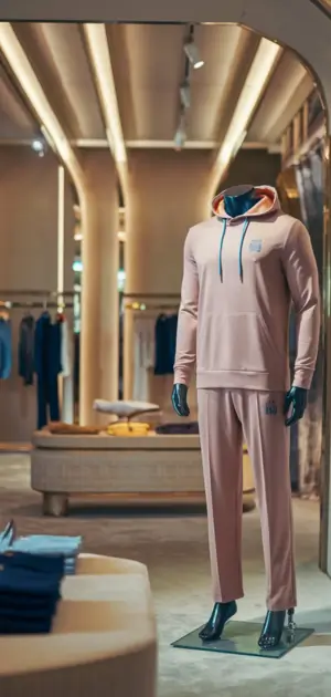 Soft pink summer hoodie with matching pants for men