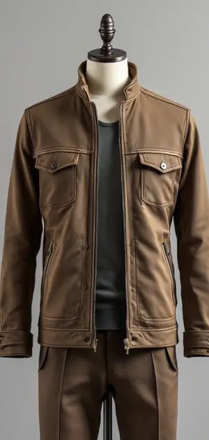 Brown summer jacket with buttoned chest pockets