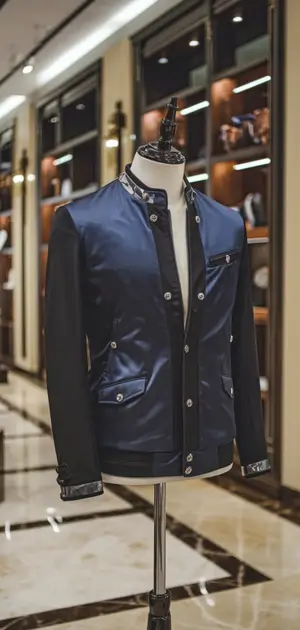 Stylish navy blazer with subtle stitched detailing