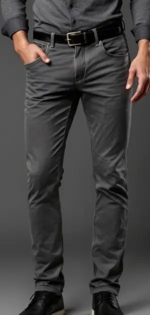 Slim-fit grey jeans with a casual-chic vibe