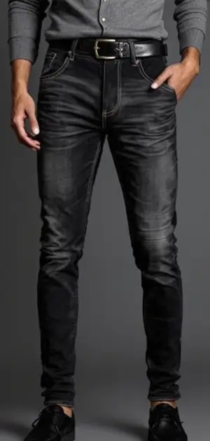 Faded black slim-fit jeans with a sleek urban look