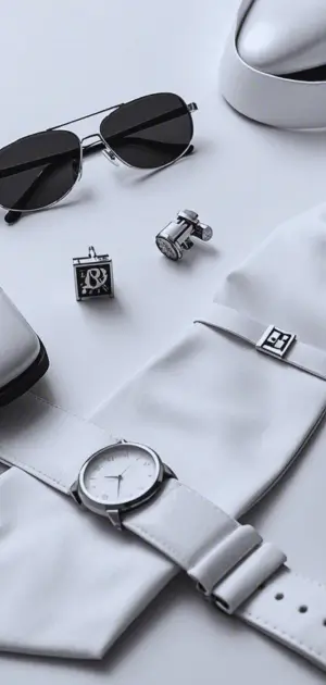 Accessories table with leather belts and suspenders