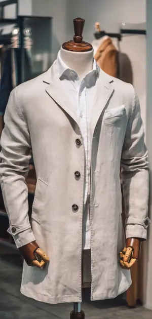 Slim-fit linen coat with front pockets