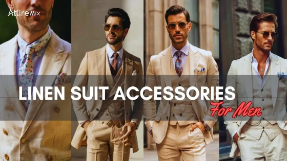 Stylish man in a beige linen suit with accessories for summer style