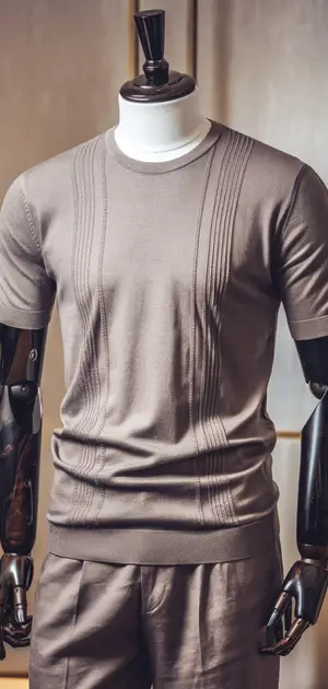 Minimalist linen t-shirt with ribbed details for men.