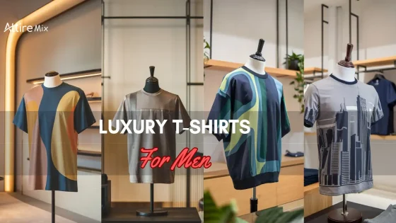 Collection of luxury t-shirts for men in a boutique
