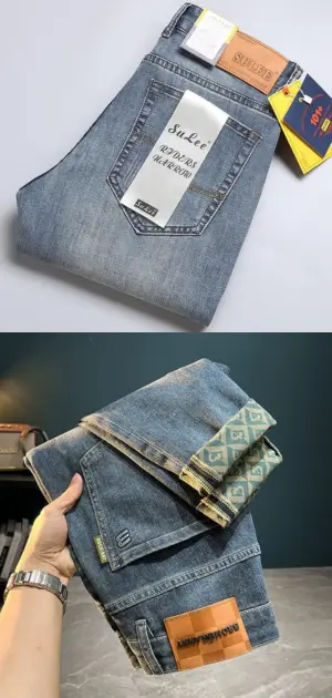 Folded best casual jeans for men showcasing premium fabric and design details.