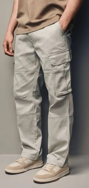 Casual dress pants for men Men’s beige cargo-style casual pants with a comfortable and modern fit.